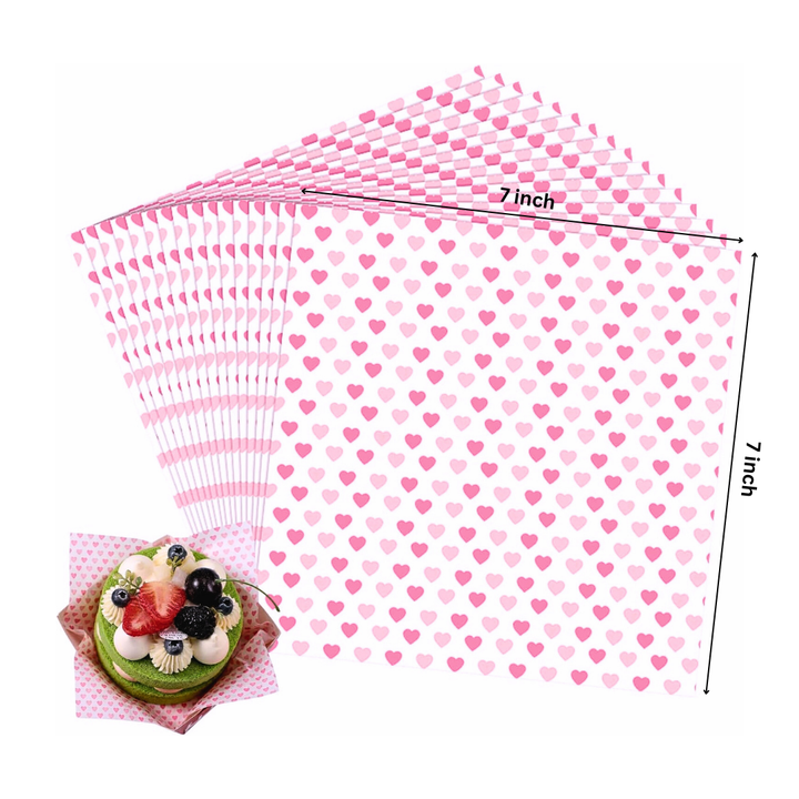 Mini Pink Hearts Wax Paper - 10 Sheets