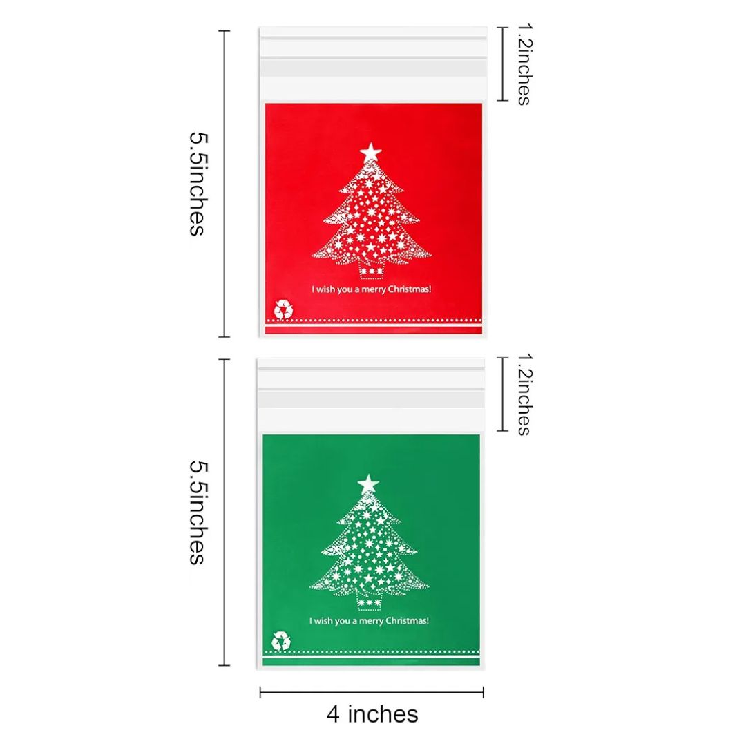 4”x4” Self-Sealing Christmas Cookie Bags - 50 Pack