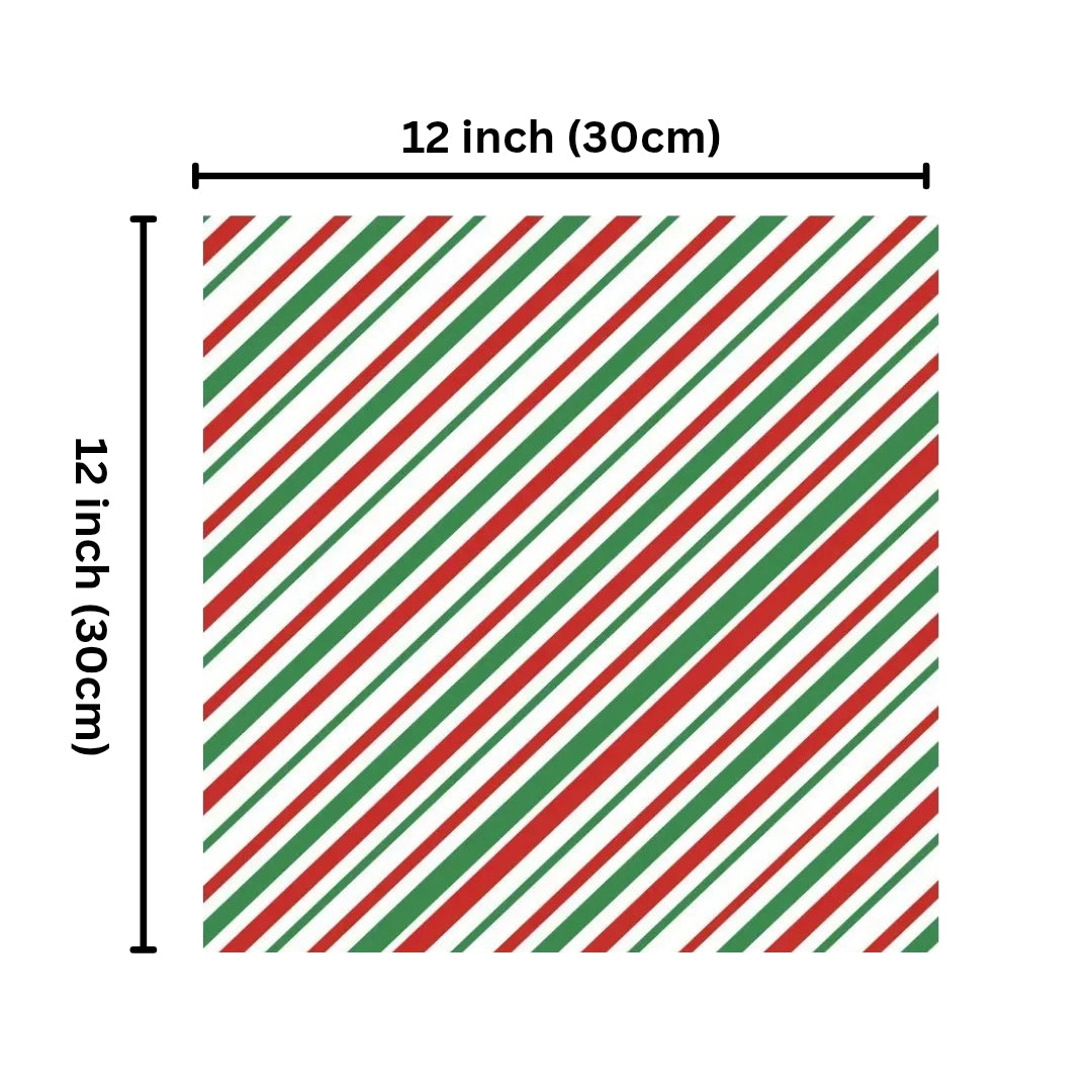Striped Christmas Wax Paper - 10 Sheets