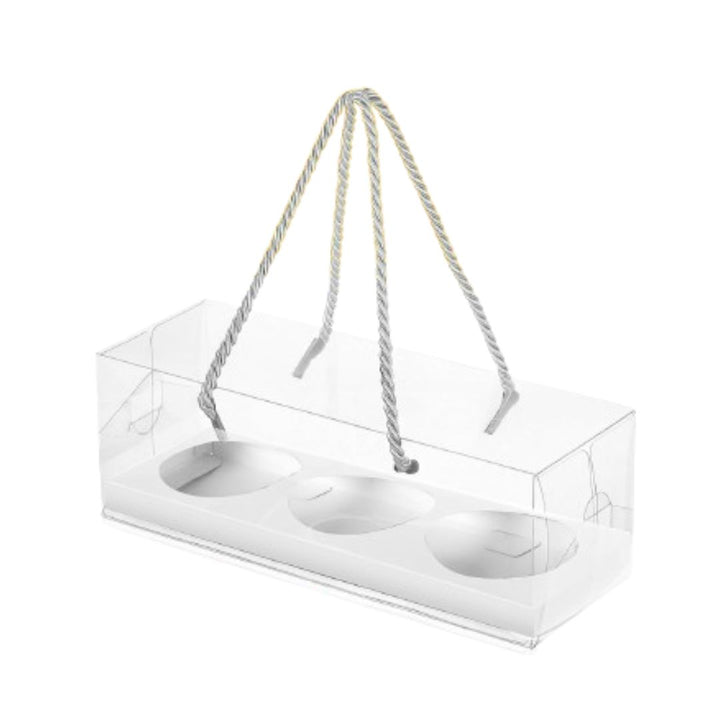 White 3-Hole Clear Cupcake Box with Handle