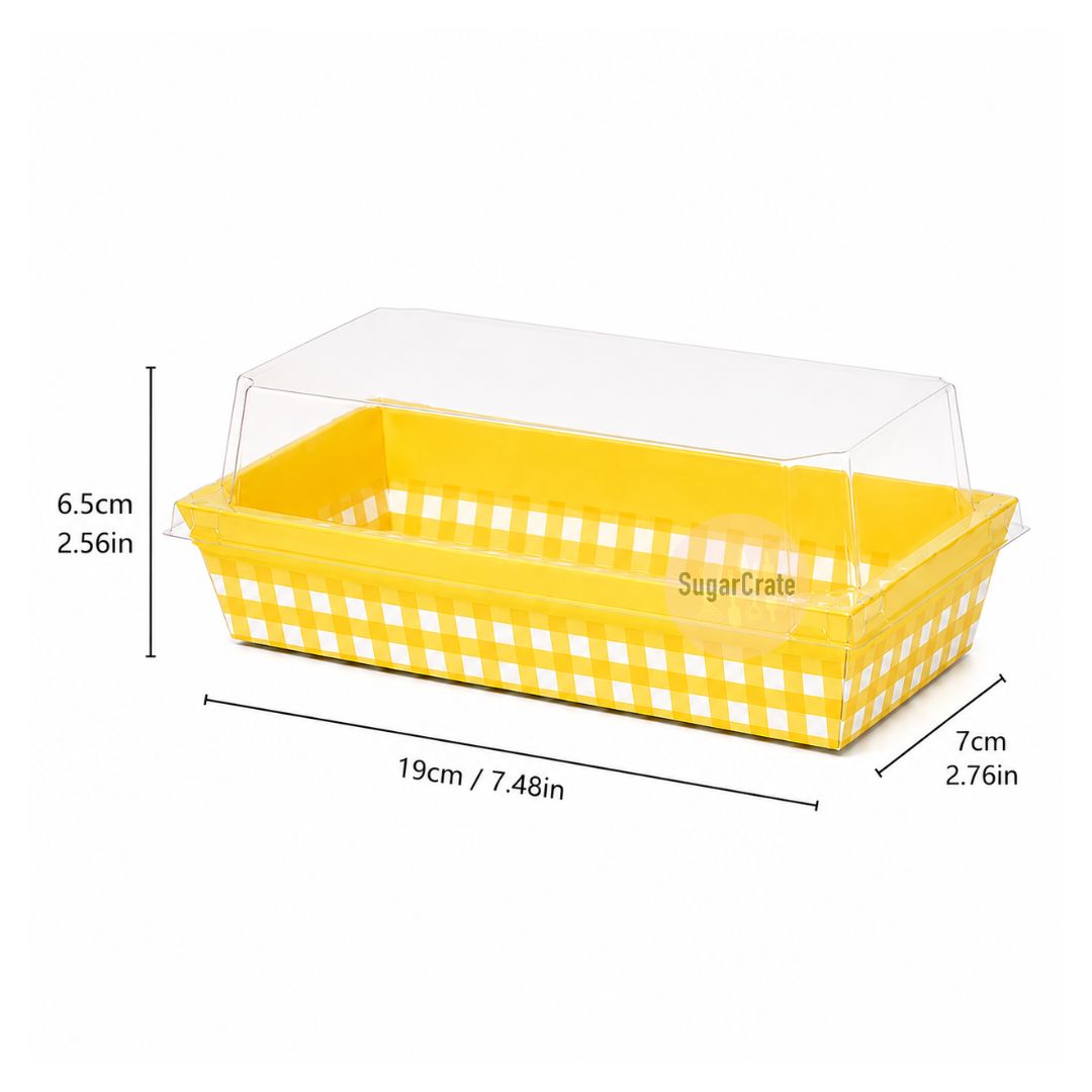 Yellow Checkered Pastry Box - 5 Pack