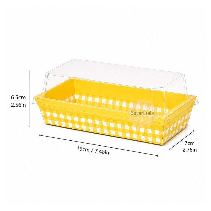 Yellow Checkered Pastry Box - 5 Pack