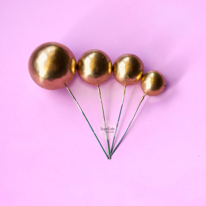 Gold Faux Ball Cake Toppers