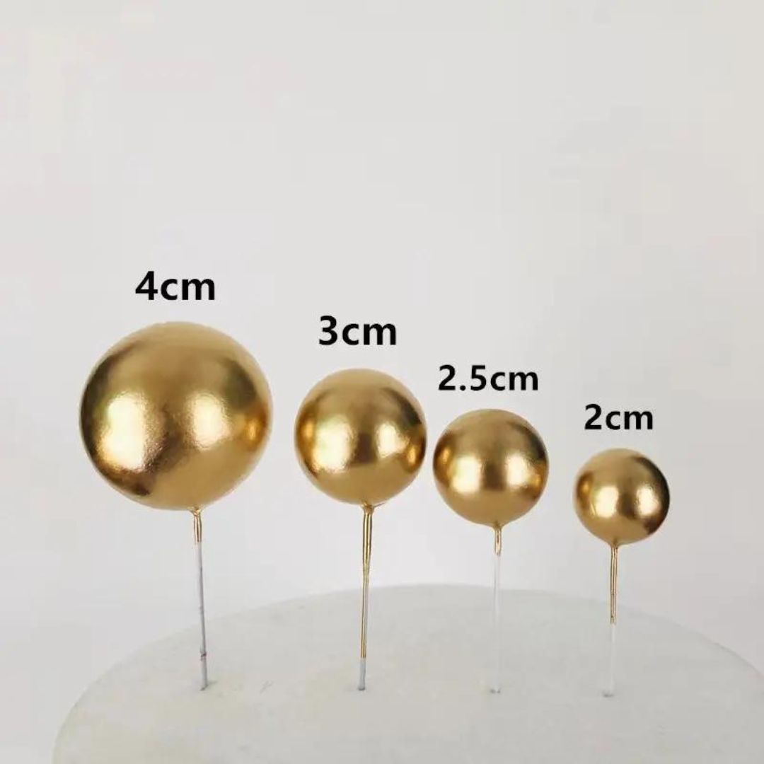 Gold Faux Ball Cake Toppers