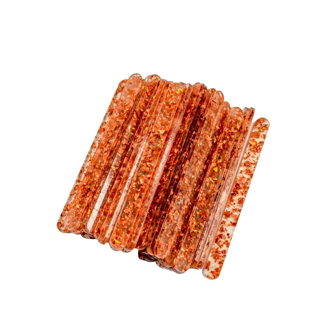 Orange Confetti Glitter Acrylic Cakesicle Sticks